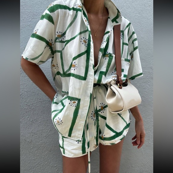 Print Drawstring Short & Shirt Set - Picture 3 of 4